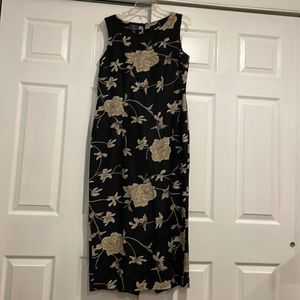 ✨CHELSEA CAMBELL Silk and Linen Black and Beige Maxi Dress Size 10